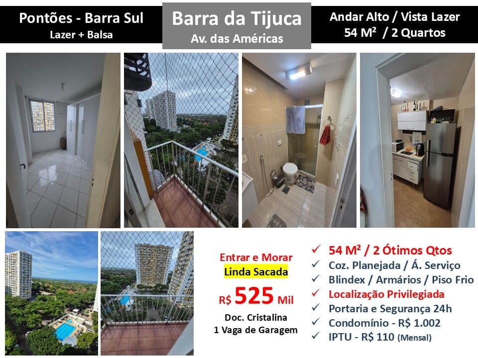 Apto Barra da Tijuca Barra Sul Pontões 54M²