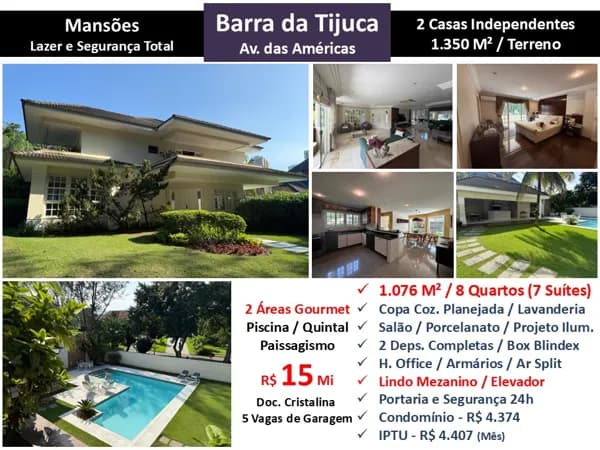 Casa Barra da Tijuca Mansões 1076M²