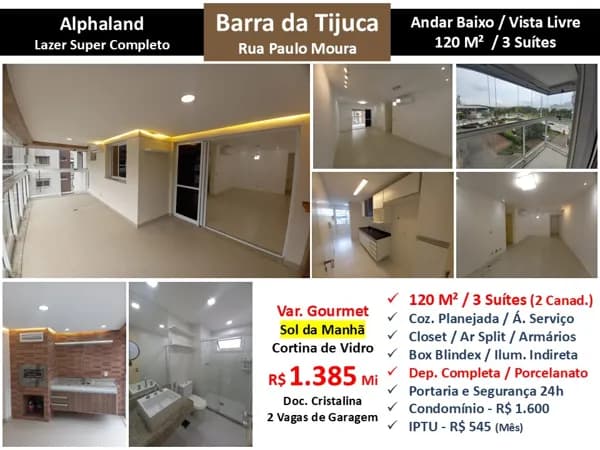 Apto Barra da Tijuca Alphaland 120M²