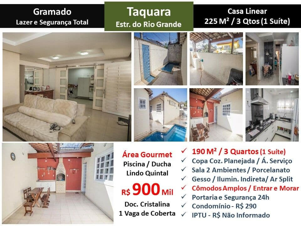 Casa JPA Taquara Gramado 190M² Linear