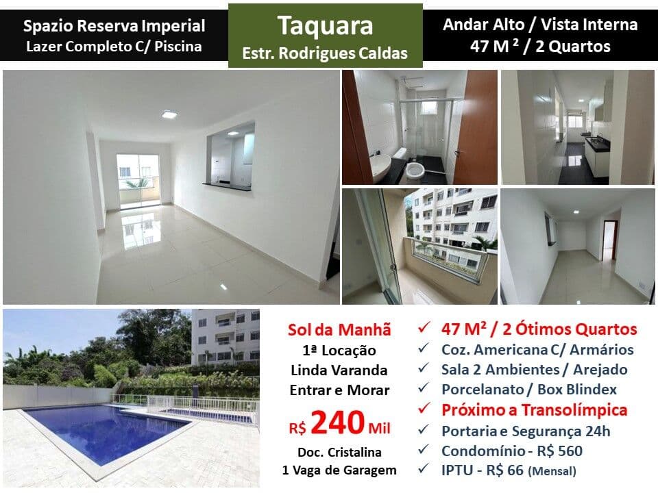 Apto JPA Taquara Spazio Reserva Imperial 47M²