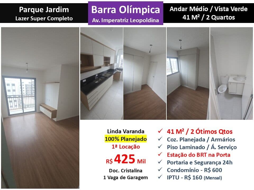 Apto Barra Olímpica Parque Jardim 41M²