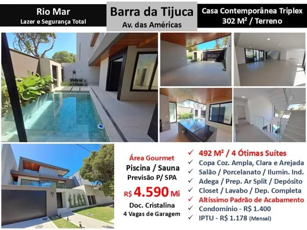 Casa Barra da Tijuca Rio Mar 492M²