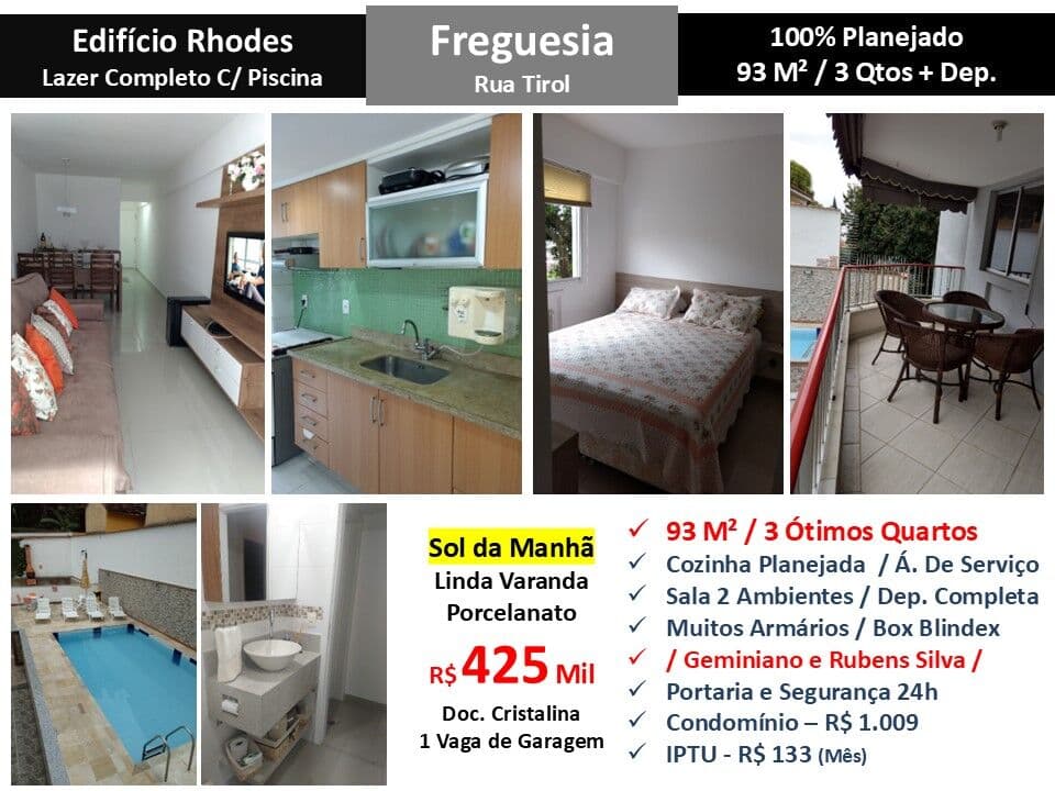 Apto JPA Freguesia Tirol Rhodes 93M²