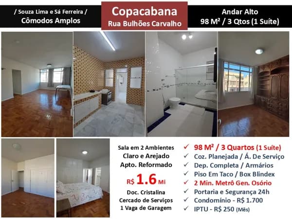 Apto Copacabana Bulhões de Carvalho 98M²