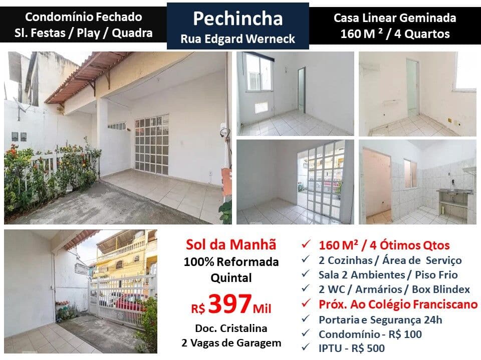 Casa JPA Pechincha Edgard Werneck 160M² Linear
