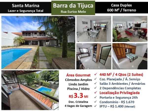 Casa Barra da Tijuca Santa Marina 440M²