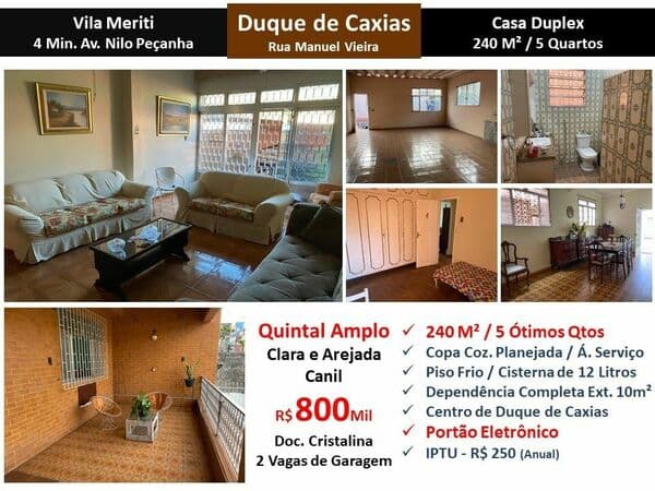 Casa Caxias Vila Meriti Manuel Vieira 240M²