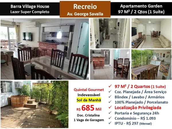 Apto Recreio Barra Village House 97M² Garden