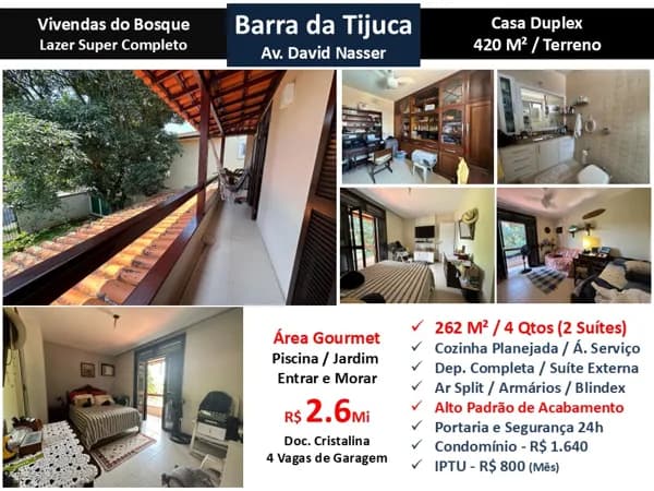 Casa Barra da Tijuca Vivendas do Bosque 262M²