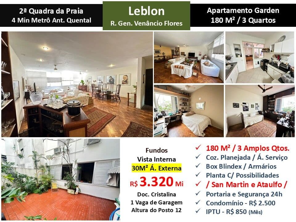 Apto Leblon Gen. Venâncio Flores 180M² Garden