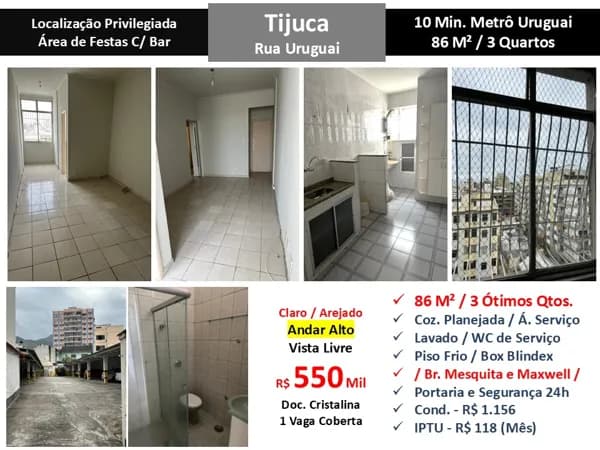 Apto Tijuca Rua Uruguai 86M²