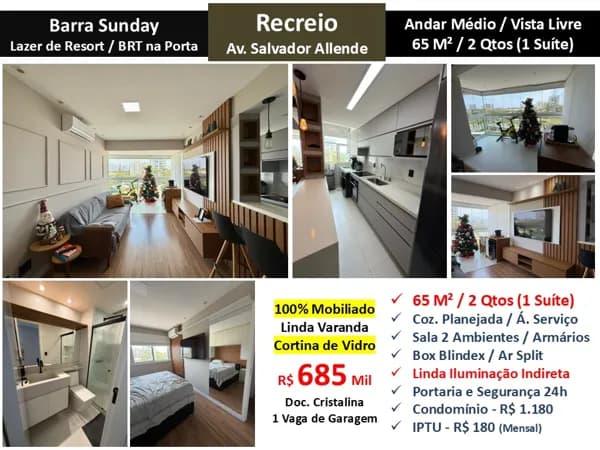 Apto Recreio Barra Sunday 65M²