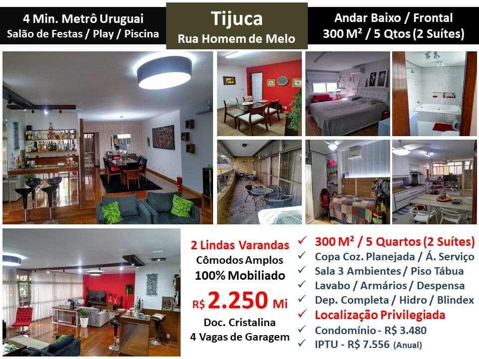 Apto Tijuca Homem de Melo 300M²