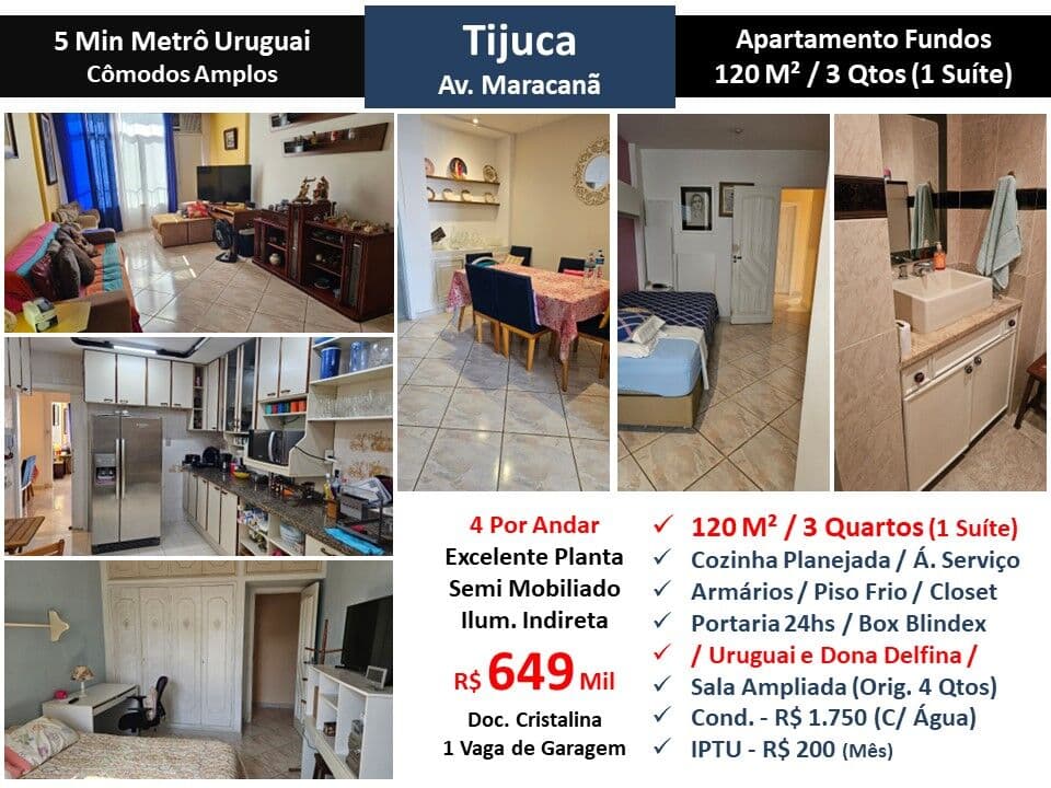 Apto Tijuca Maracanã 120M² 2