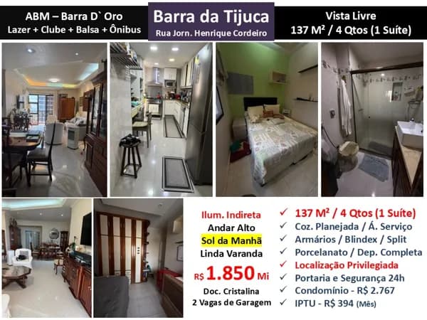 Apto Barra da Tijuca ABM Barra Doro 137M²