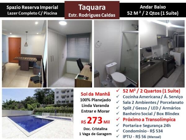 Apto JPA Taquara Spazio Reserva Imperial 52M²