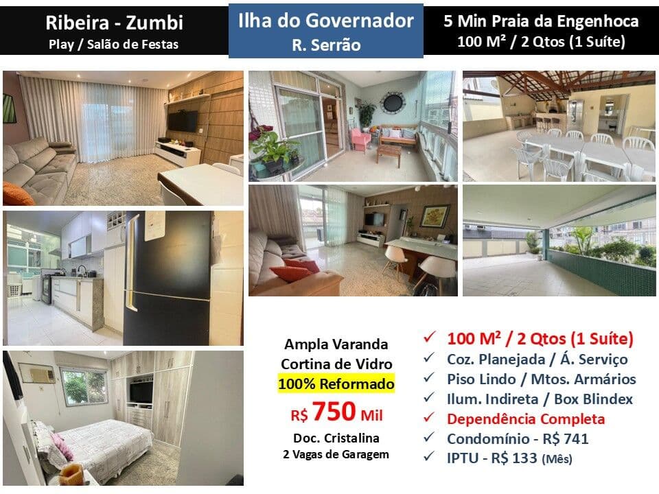 Apto Ilha do Governador Serrão 100M²