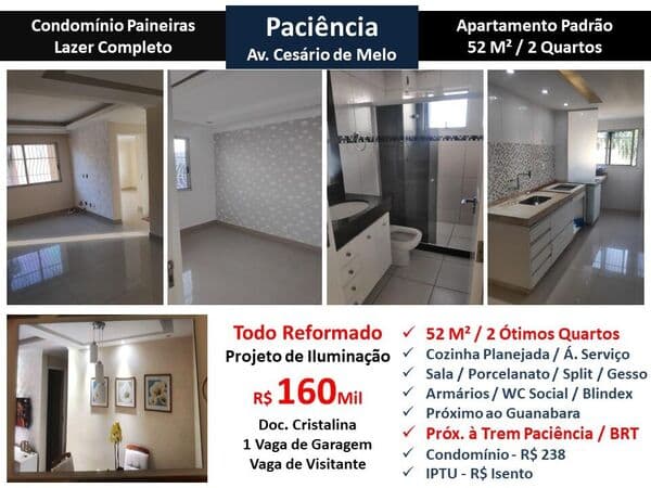 Apto Paciência Paineiras 52M²