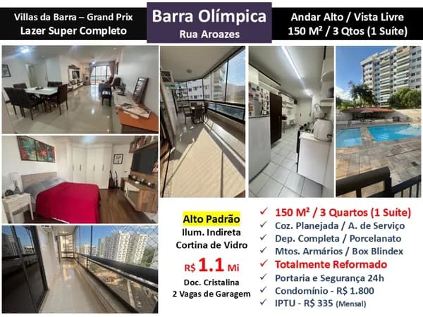 Apto Barra Olímpica Vilas da Barra Grand Prix 150M²