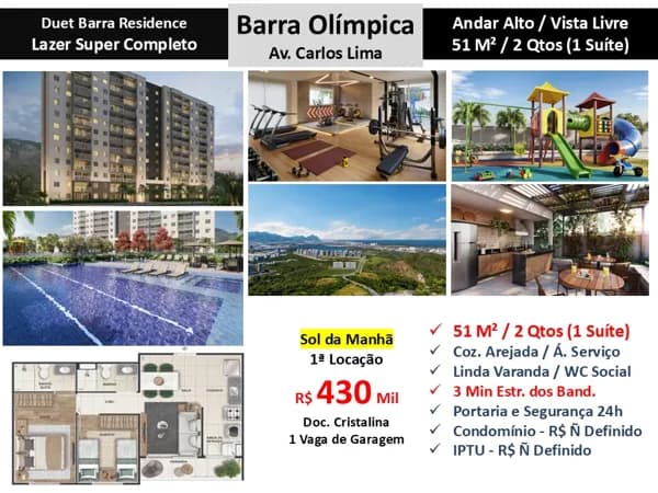 Apto Barra Olímpica Carlos Lima Duet Barra Residence 51M²