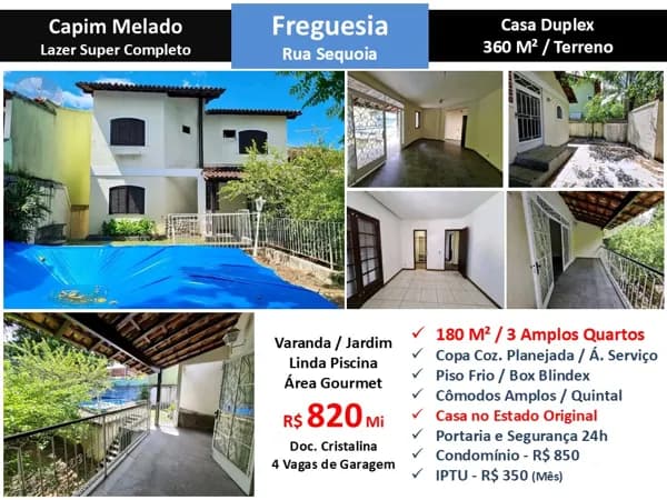 Casa JPA Freguesia Capim Melado 180M²
