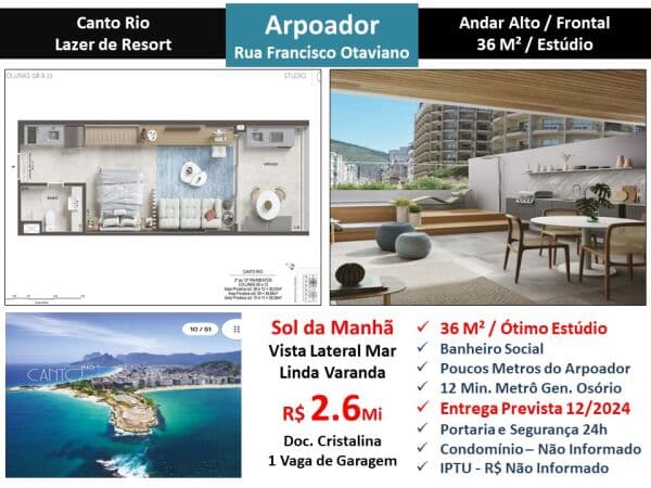 Apto Copacabana Francisco Otaviano Canto do Rio 36M²
