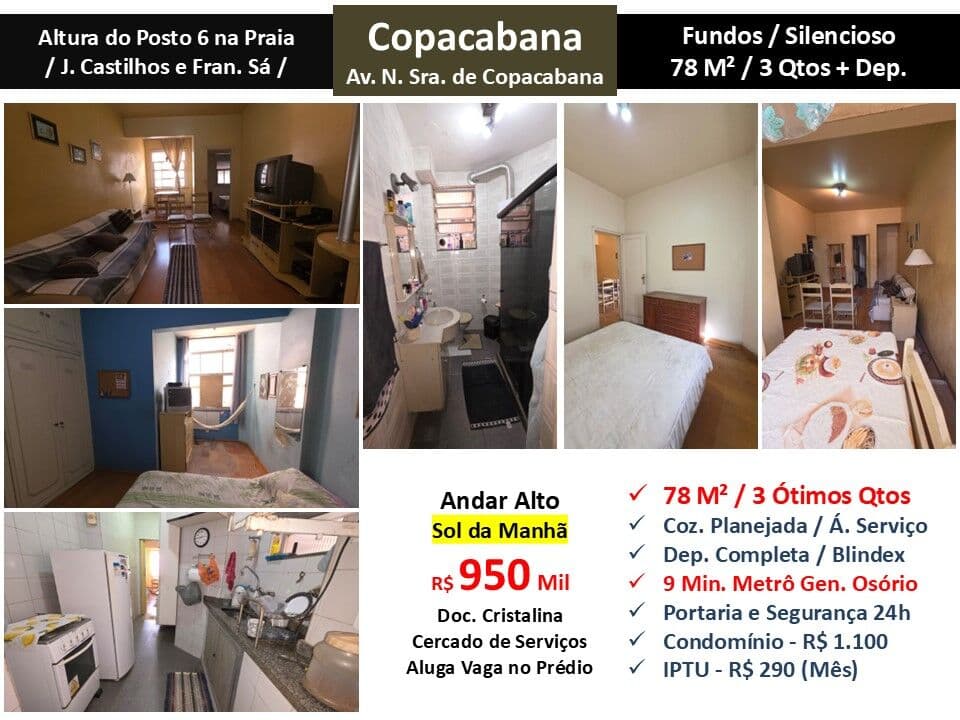 Apto Copacabana N.S de Copacabana 78M²