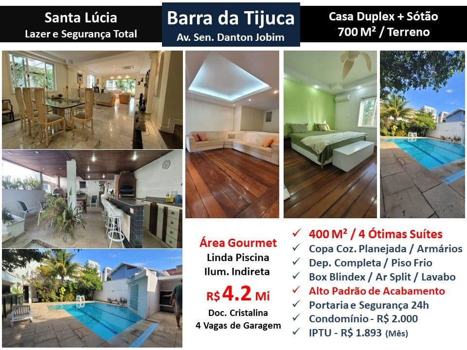 Casa Barra da Tijuca Santa Lúcia 400M²