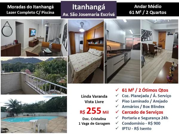 Apto Barra da Tijuca Itanhangá Moradas do Itanhangá 61M²