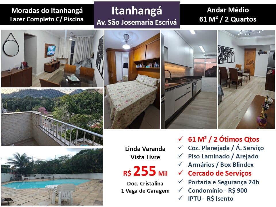 Apto Barra da Tijuca Itanhangá Moradas do Itanhangá 61M²
