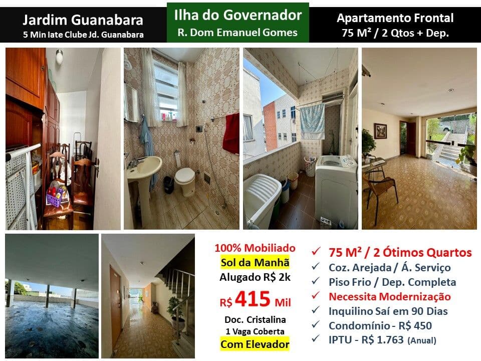 Apto Ilha do Governador Jardim Guanabara Dom Emanuel Gomes 75M²