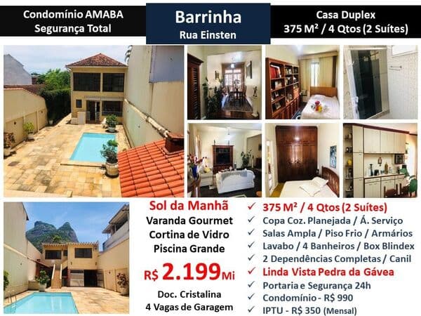 Casa Barra da Tijuca Barrinha AMABA Einstein 375M²