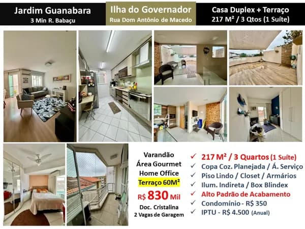 Casa Ilha do Governador Jardim Guanabara Dom Antônio de Macedo 217M²