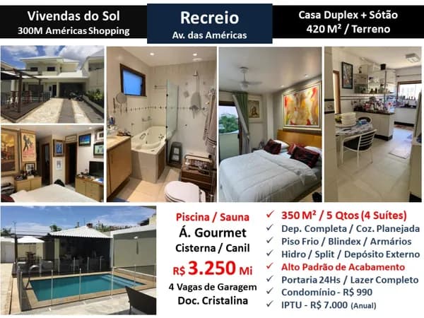Casa Recreio Vivendas do Sol 350M²
