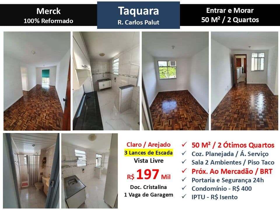 Apto JPA Taquara Carlos Palut Merck 50M²