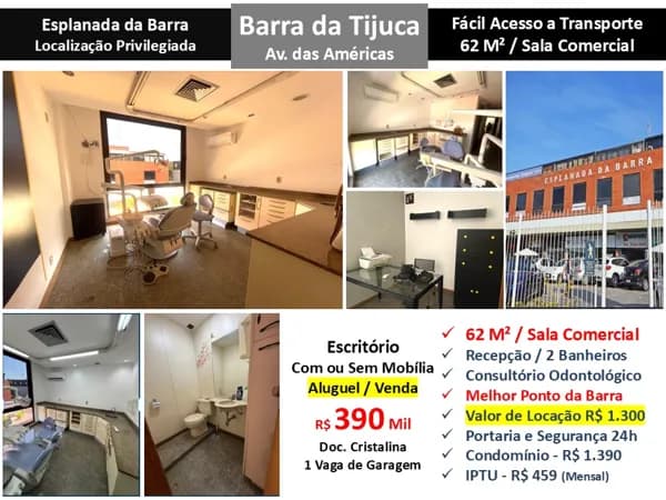 Sala Barra da Tijuca Esplanada da Barra 62M²