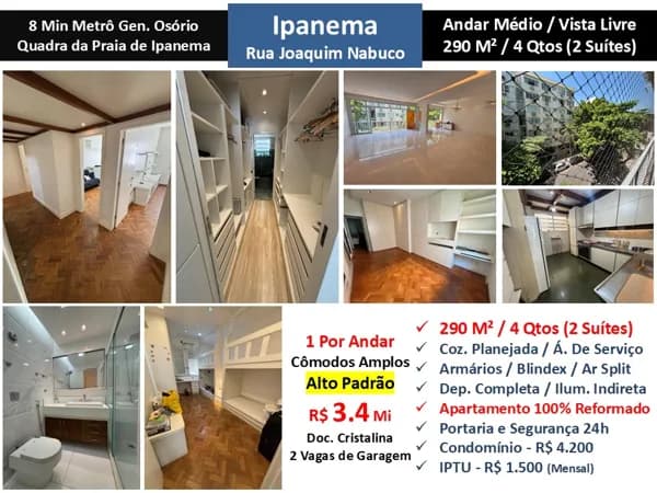 Apto Ipanema Joaquim Nabuco 290M²