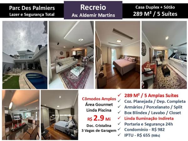 Casa Recreio Parc des Palmiers 289M² 2