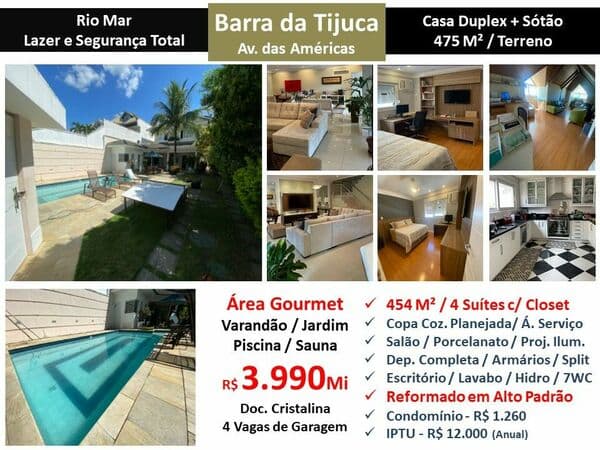 Casa Barra da Tijuca Rio Mar 454M²