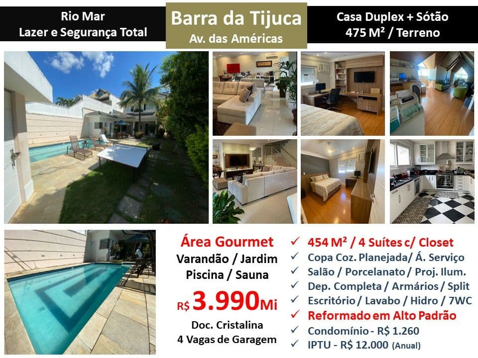 Casa Barra da Tijuca Rio Mar 454M²