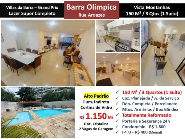 Apto Barra Olímpica Vilas da Barra Grand Prix 150M²