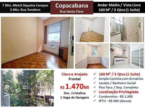 Apto Copacabana Santa Clara 160M²