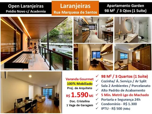 Apto Laranjeiras Marquesa de Santos Open 98M²