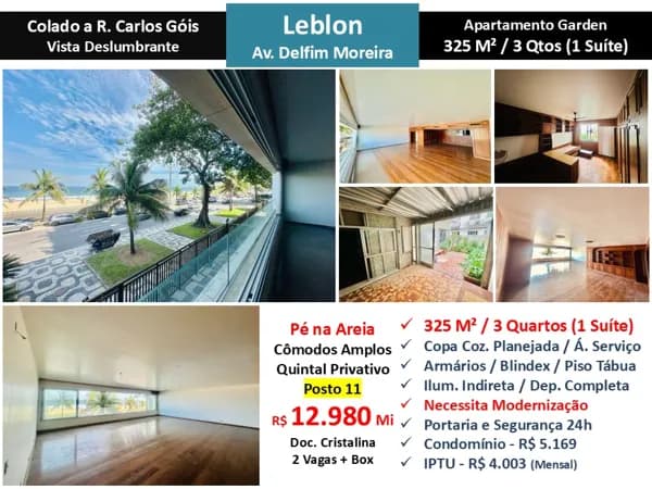 Apto Leblon Praia Delfim Moreira 325M² 2
