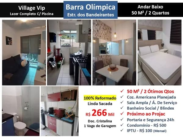 Apto Barra da Tijuca Camorim Village Vip 50M²