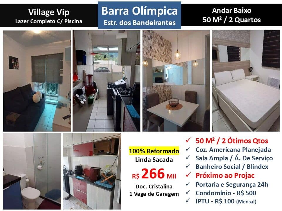 Apto Barra da Tijuca Camorim Village Vip 50M²