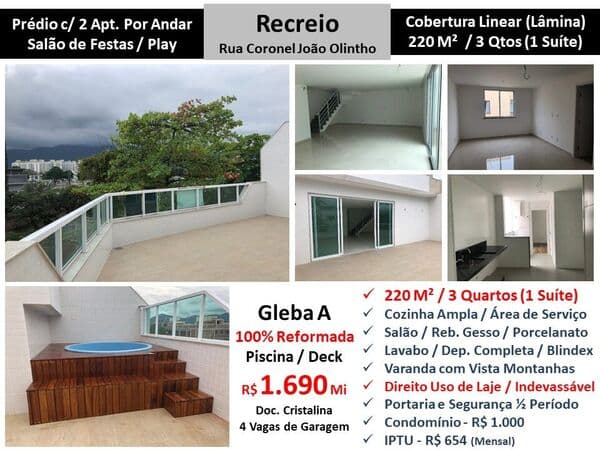 Cob Recreio Gleba A João Olintho 220M² Linear