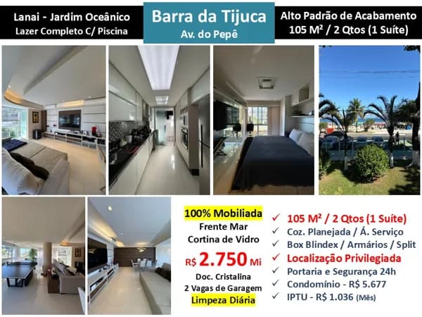 Apto Barra da Tijuca Praia JO Lanai 105M²