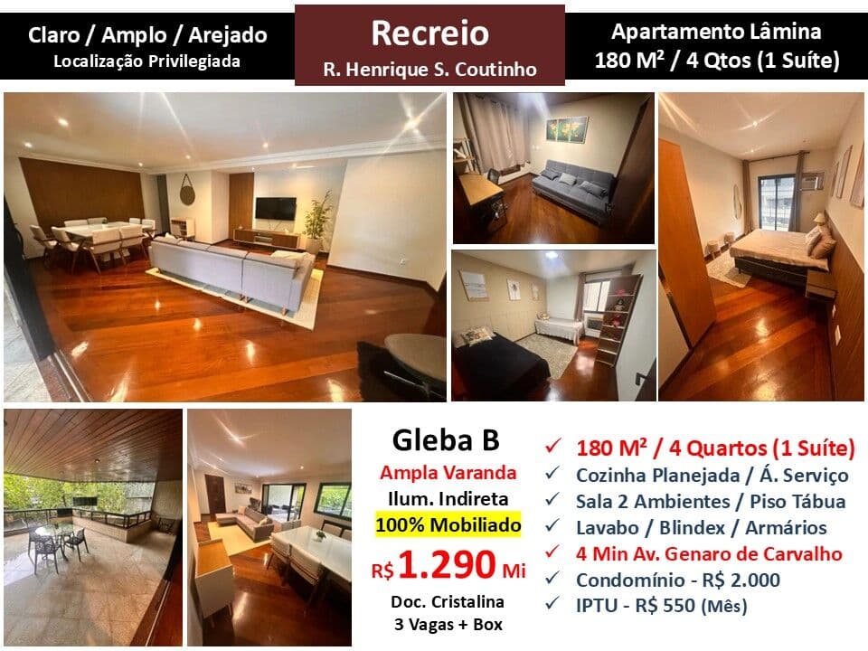 Apto Recreio Gleba B Henrique S. Coutinho 180M²